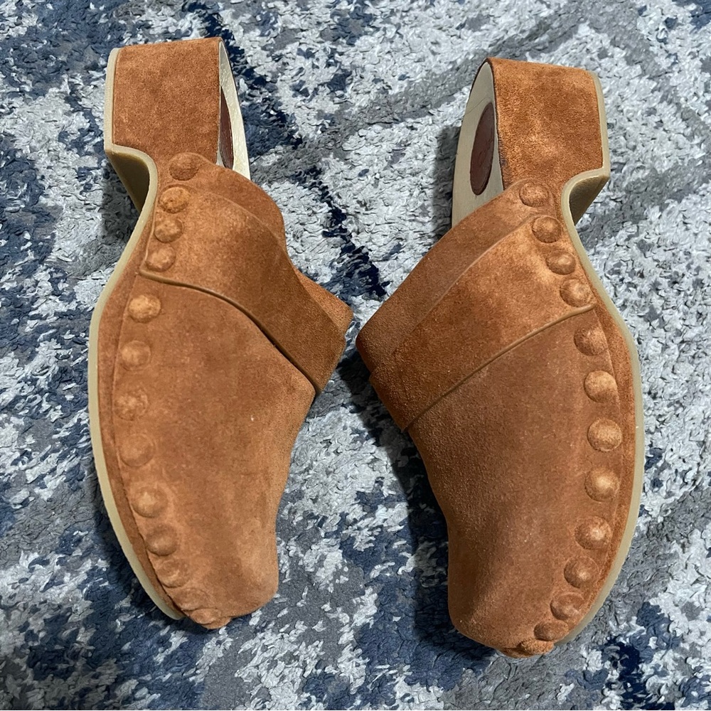 CHLOÉ Y2K Studded Joy Suede Boho Mule Clogs Size 37 - Picture 3 of 16
